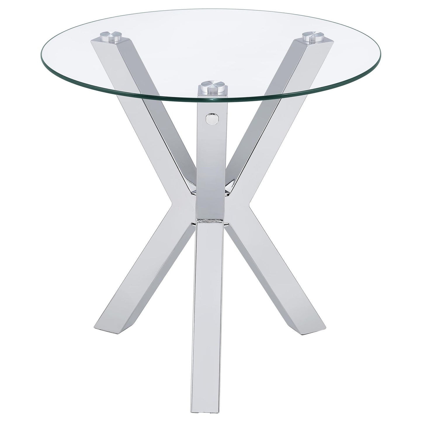 Alexa - Round Tempered Glass Top End Table - Chrome