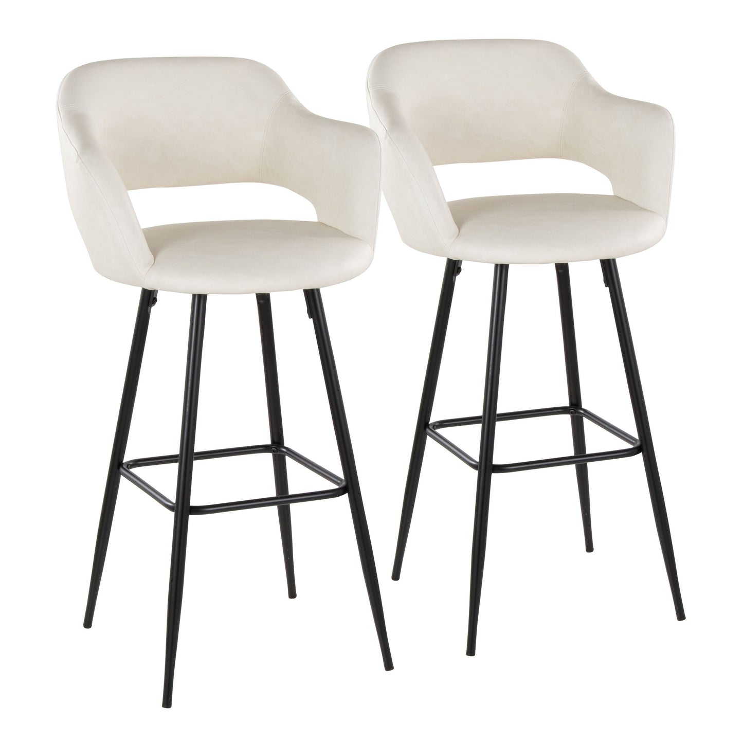 Margarite - Contemporary Fixed Height BarStool With Square Footrest (Set of 2)