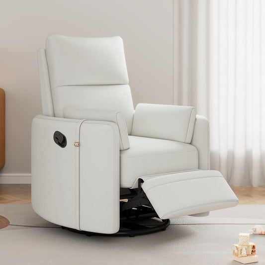 Upholstered Swivel Recliner Manual Rocker Recliner Chair Baby Nursery Chair With Two Removable Pillows For Living Room