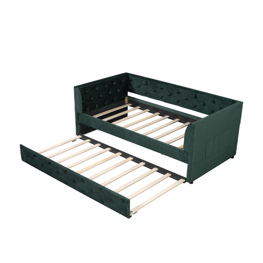 Upholstered Tufted Daybed With Trundle