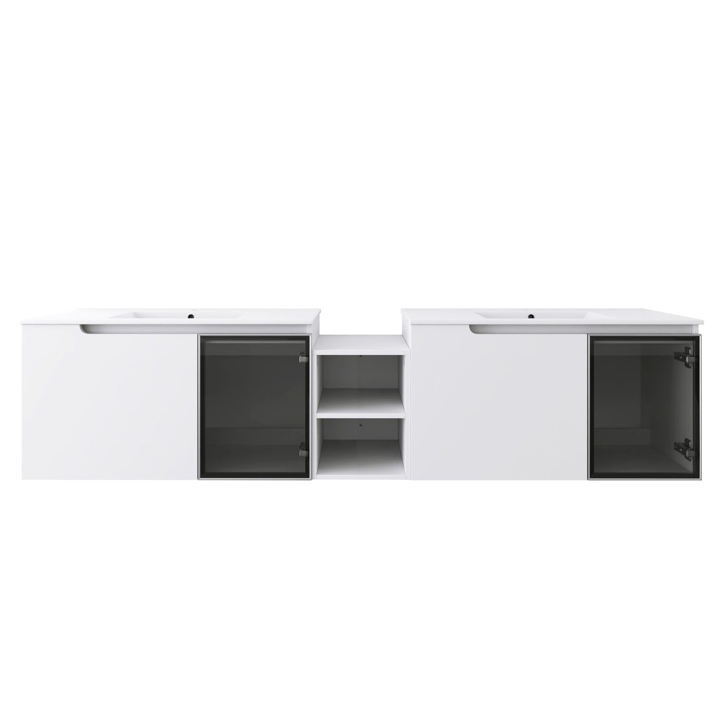 Wall Mounted Bathroom Vanity With Sink, Soft Close Doors, Cabinet & Half Door