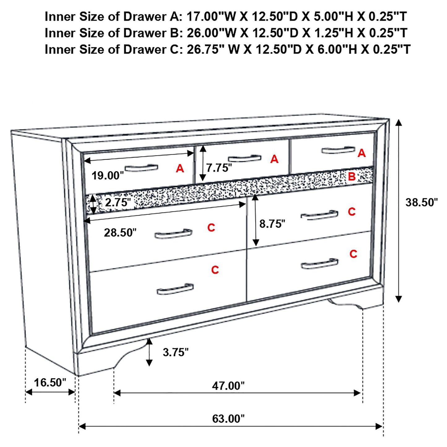 Annie - 9 Drawer Dresser