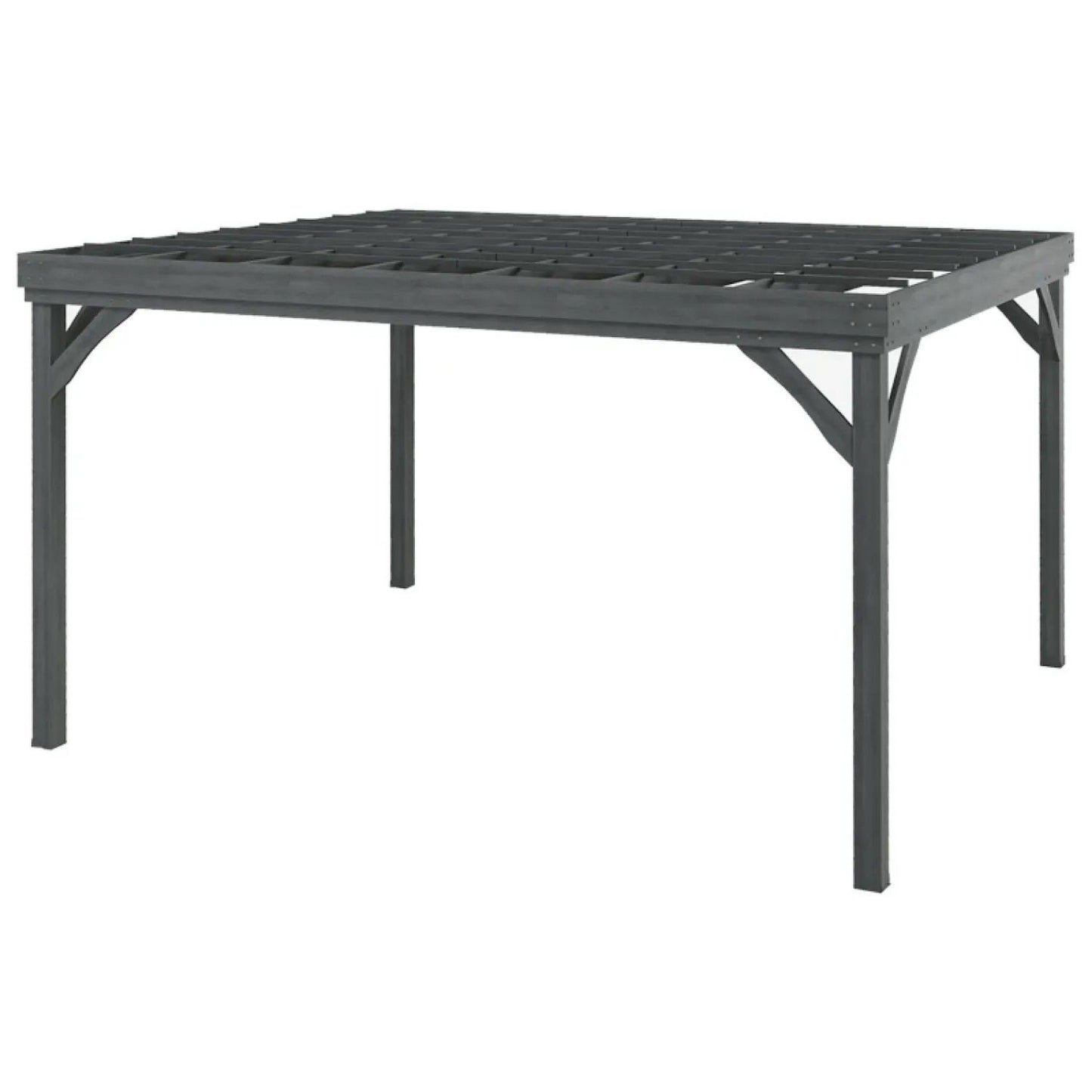 Patio Grape Vine Gazebo Outdoor Pergola With Open Roof For Climbing Plants - Gray