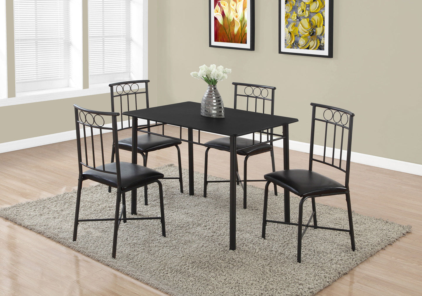 5 Pieces Dining Table Set, Small, Rectangular