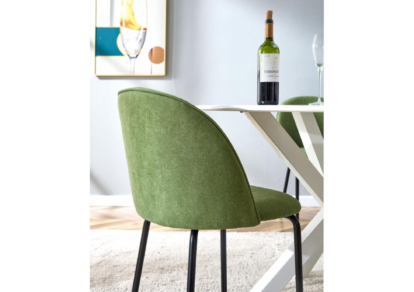 Modern Chair With Iron Tube Legs, Soft Cushions And Comfortable Backrest, Suitable For Dining Room, Living Room, Cafe