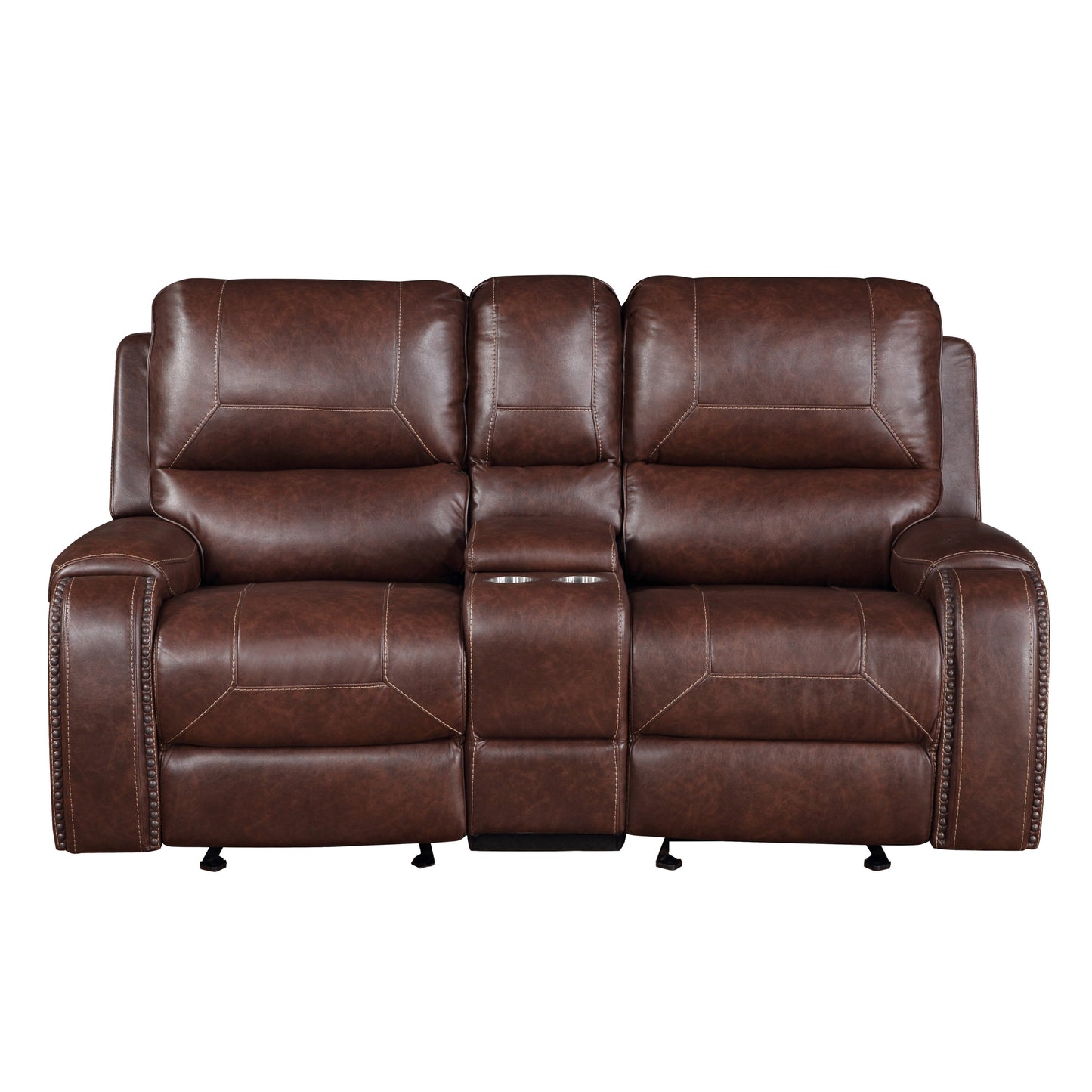 Keily - 3 Piece Manual Reclining Living Room Set In Faux Leather - Dark Brown