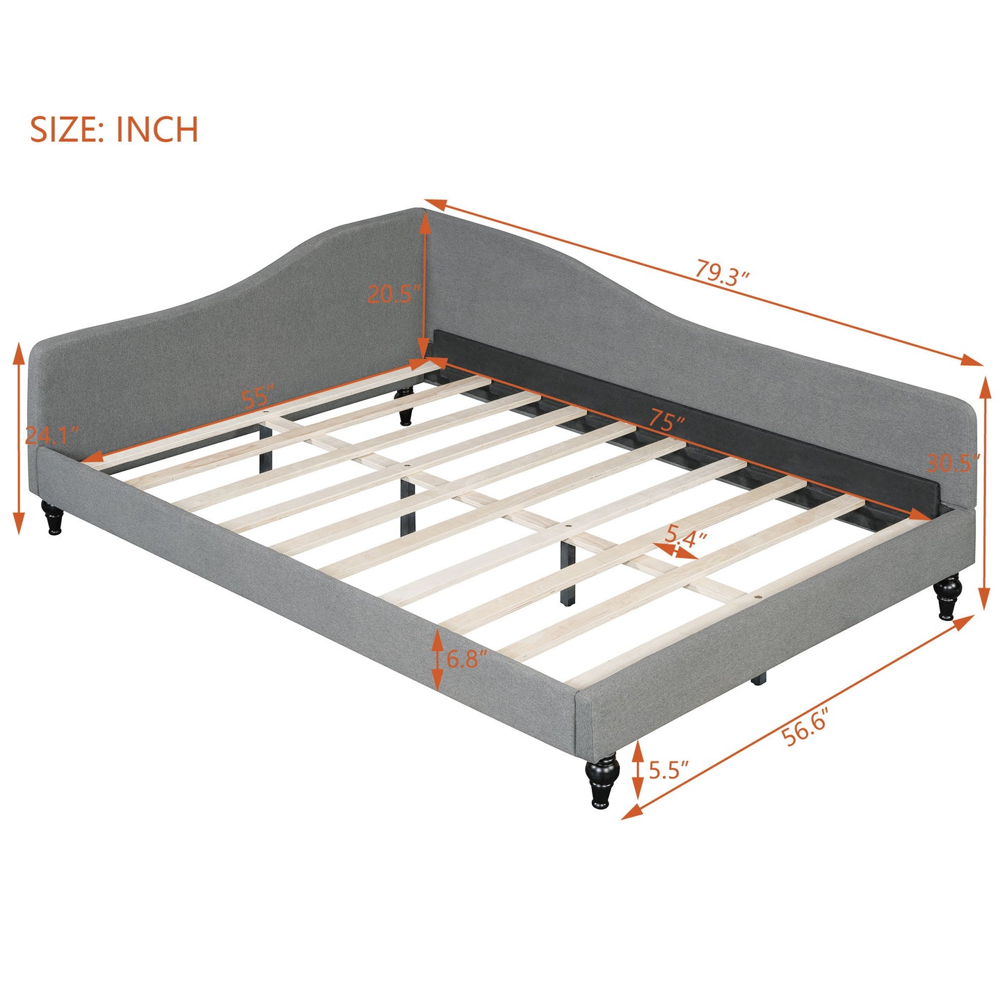 Modern L Shaped Linen Daybed With Legs