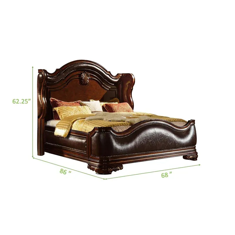 Queen 5pc Bedroom set made with wood in Dark Walnut