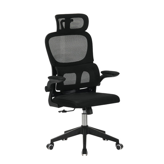 High Back Ergonomic Swivel Rolling Office Chair With Tilt Function, 3D Headrest, Lumbar Support - Black