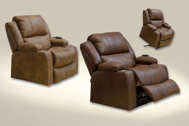 Catnapper Kirk Power Lift Lay Flat Recliner w/Storage Arms & Dual Cupholders