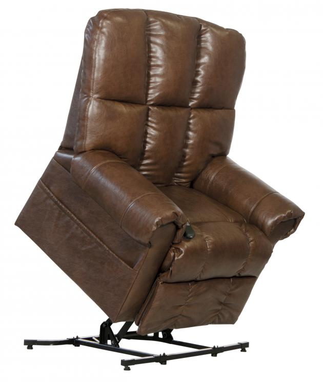 Catnapper Stallworth Power Lift Full Lay-Out Chaise Recliner in Chestnut
