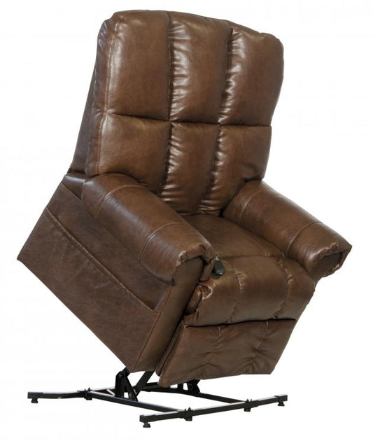 Catnapper Stallworth Power Lift Full Lay-Out Chaise Recliner in Chestnut