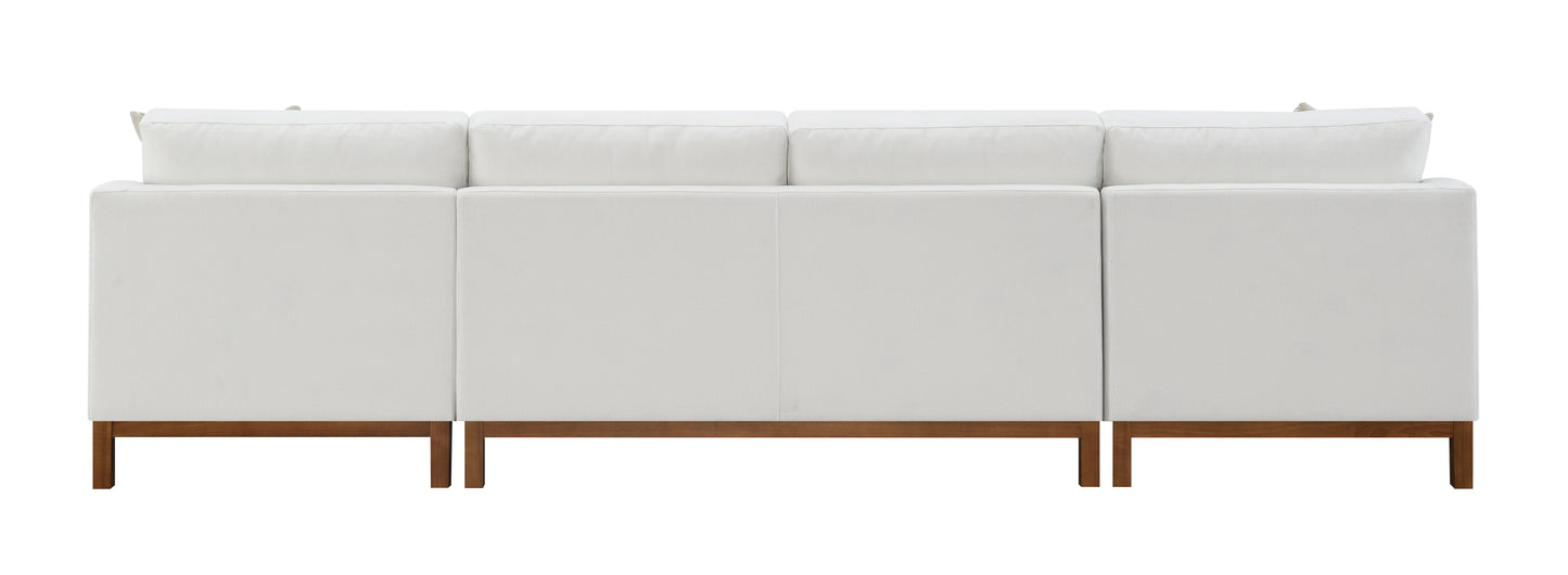 Valiant - Chenille Sectional Sofa With 4 Pillows - Ivory