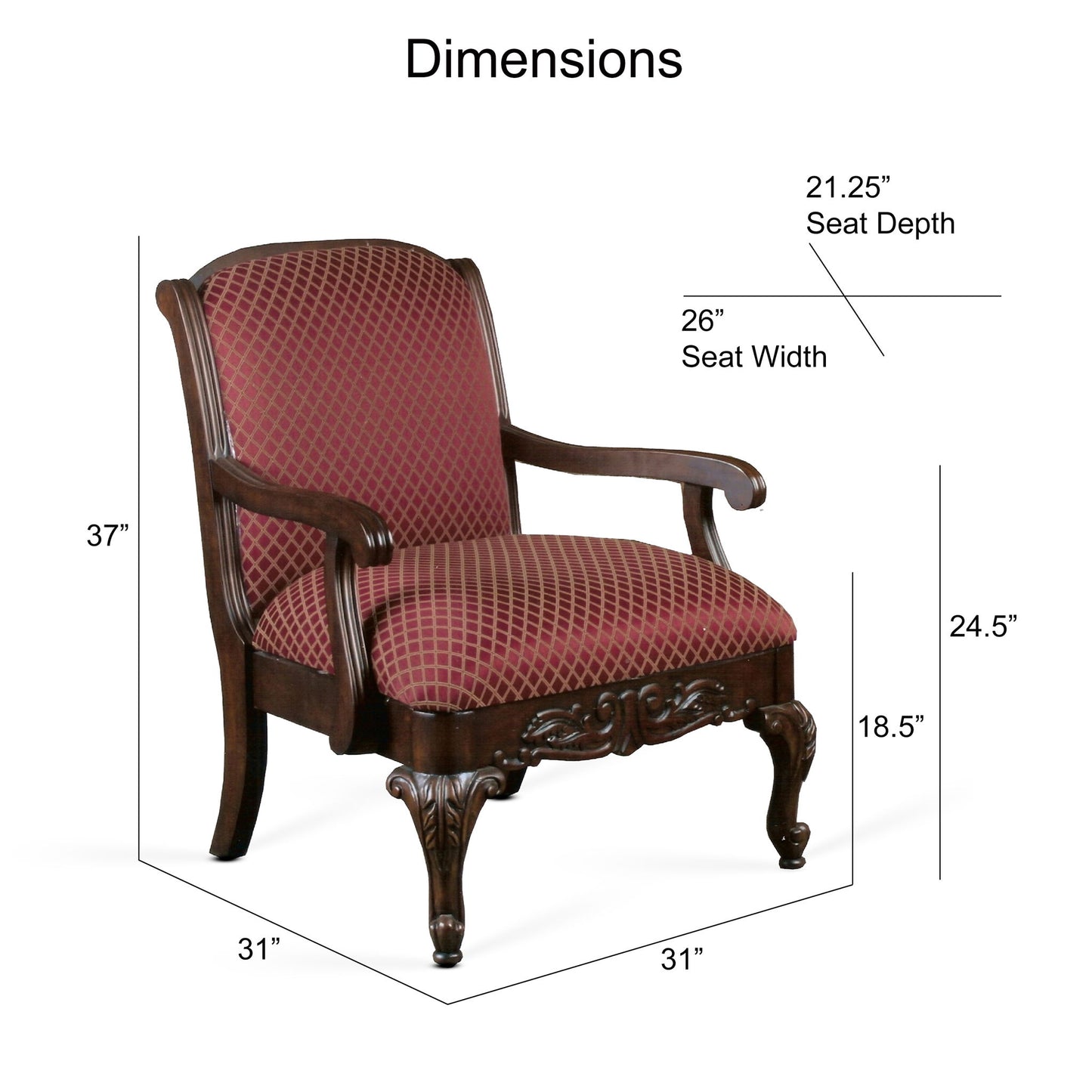 Santiago - Magenta Arm Chair In Jacquard Fabric - Red