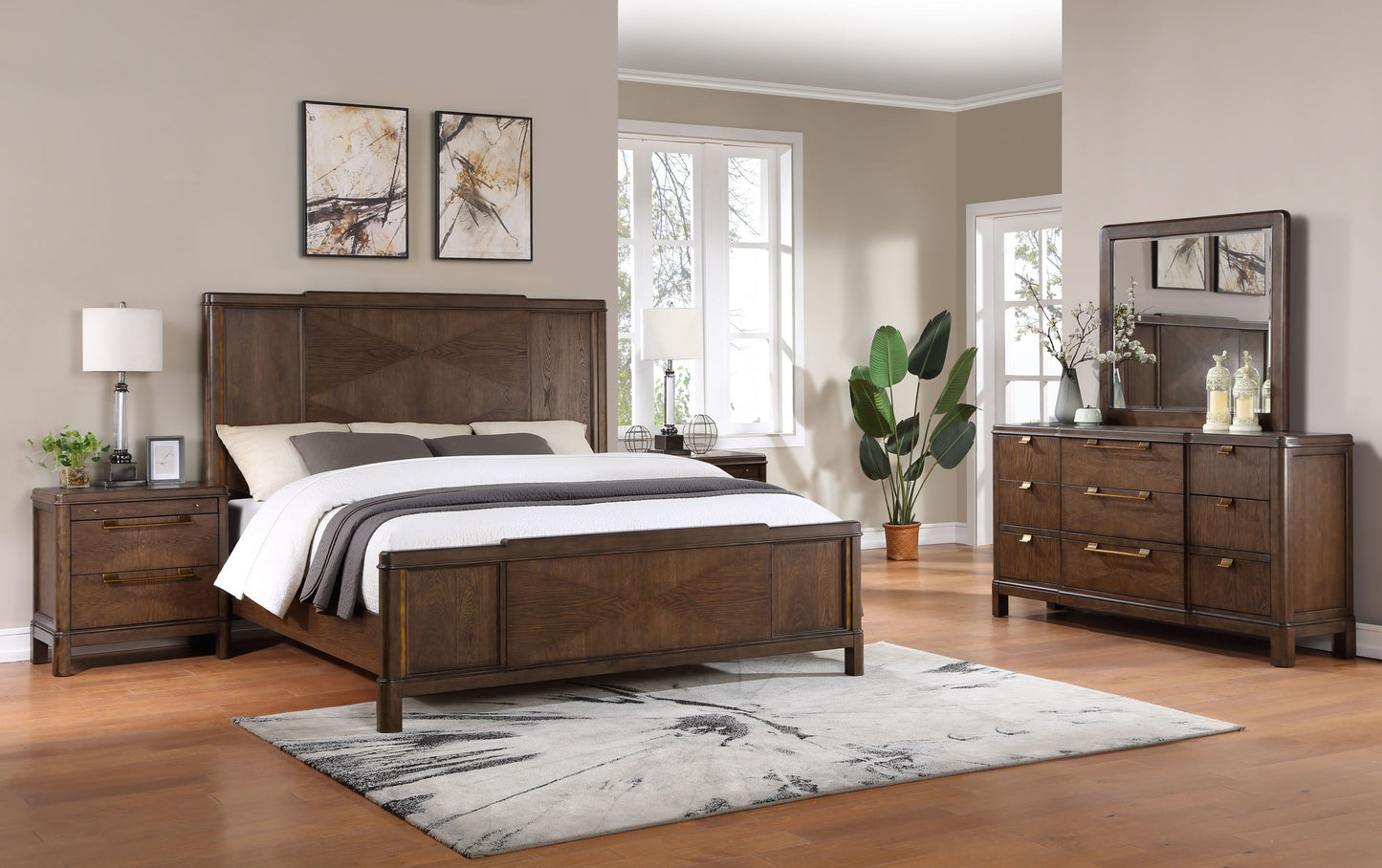 Milan - 4 Piece King Bedroom Set - Dark Brown