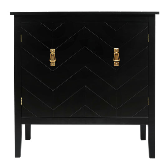 Vintage Style 2 Door Wooden Sideboard Cabinet For Living Room, Dining Room, Or Office - Black Wood