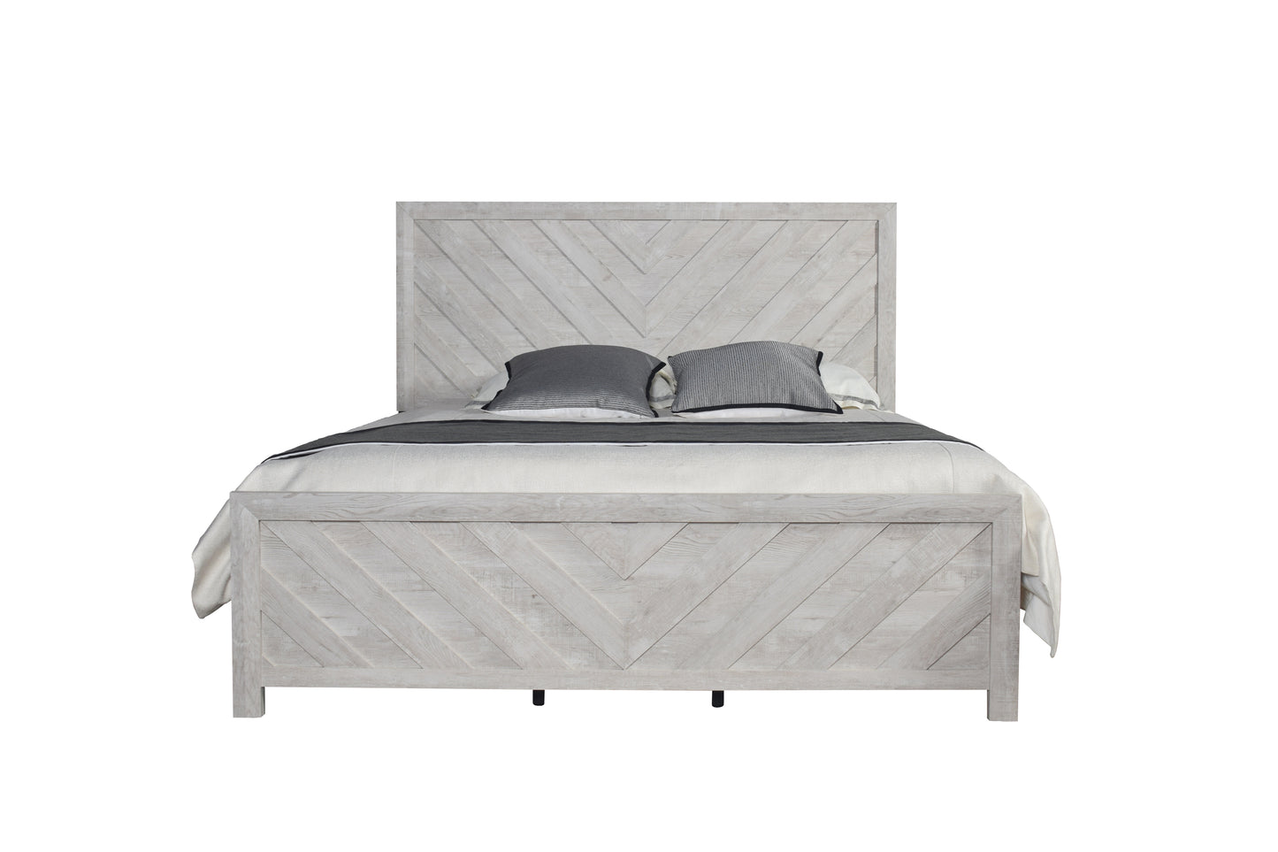 King 4PC Modern Style Storage Bedroom Set Made with Wood in Gray