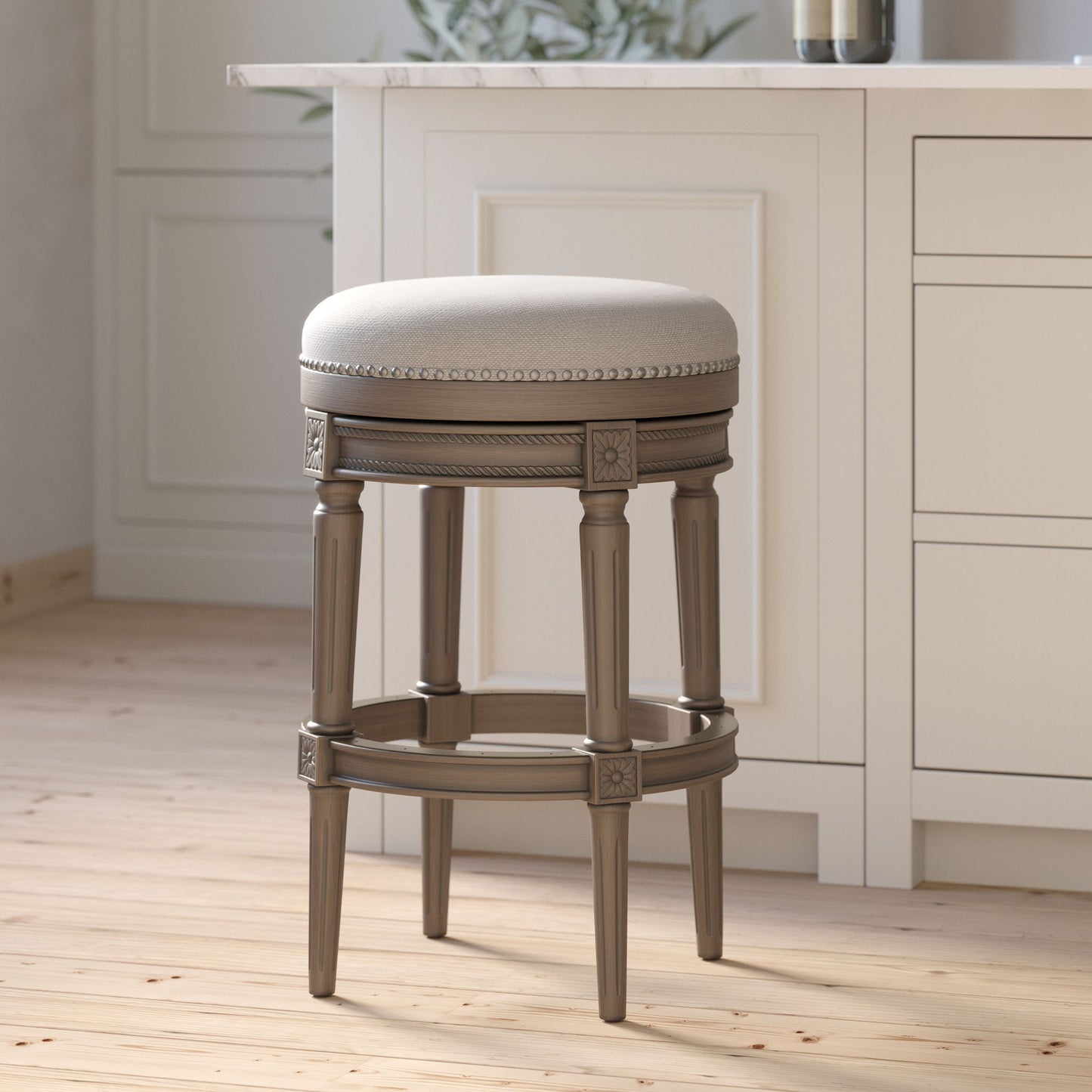 Rustic Elegance Backless Swivel Stool
