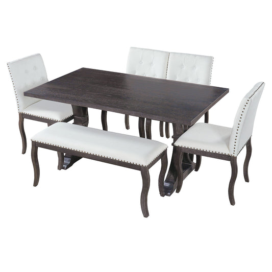 Dining Set With Bench, 6 Piece