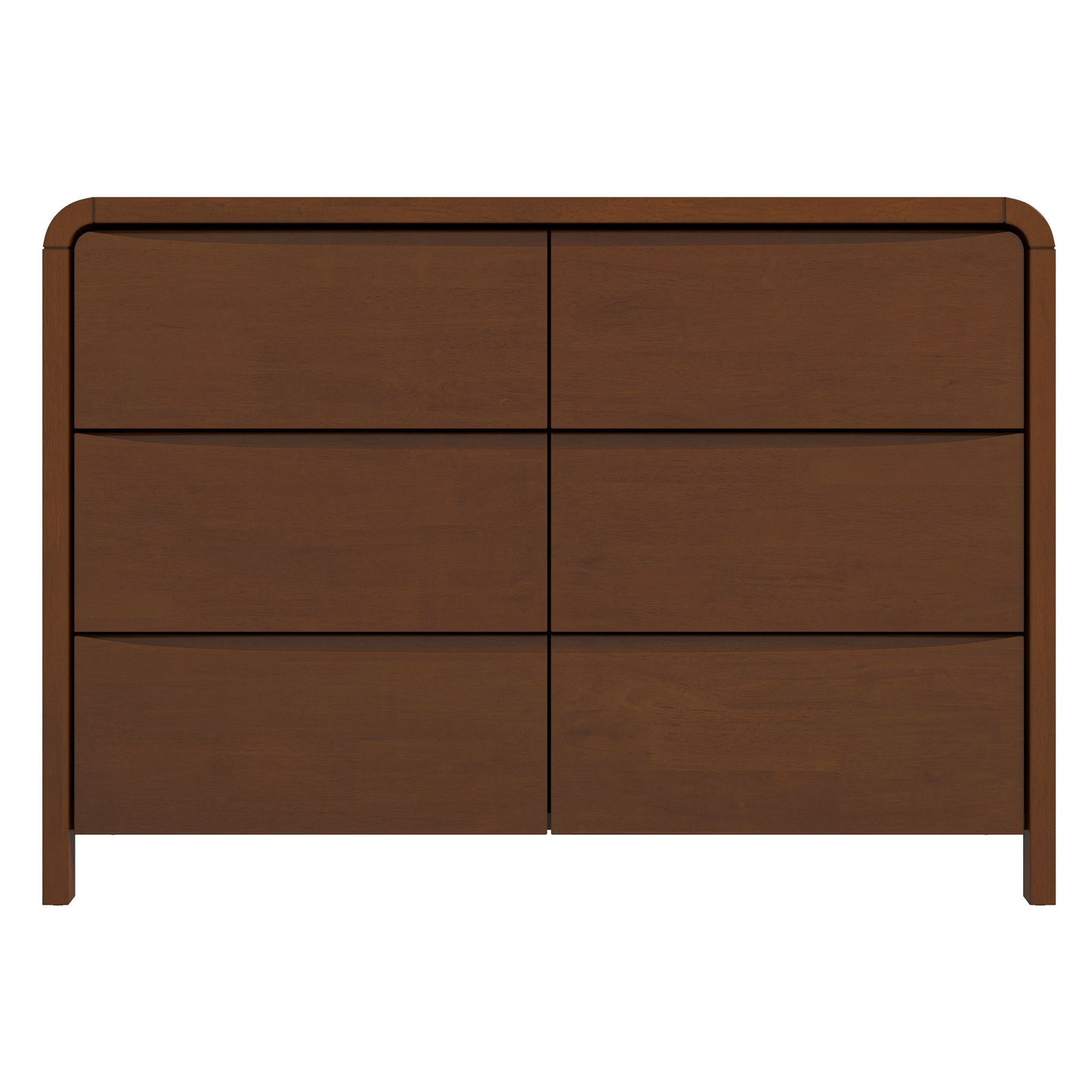 Lionel - Mid-Century Modern Solid Wood 6 Drawer Dresser - Brown