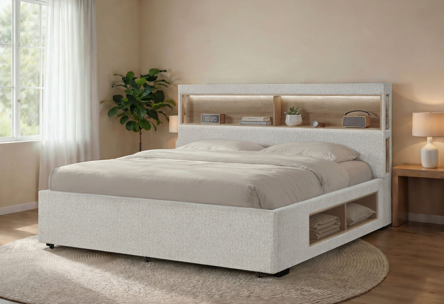 Sadie - Queen Bed Footboard And Slats - Beige