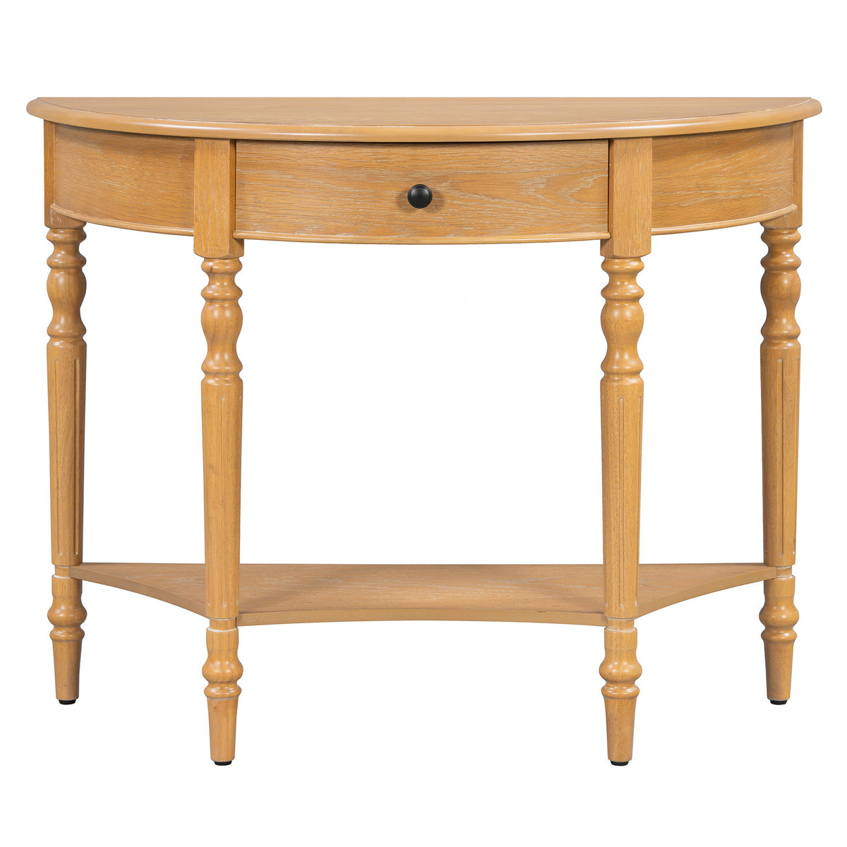 Half Moon Console Table With Drawer & Shelf