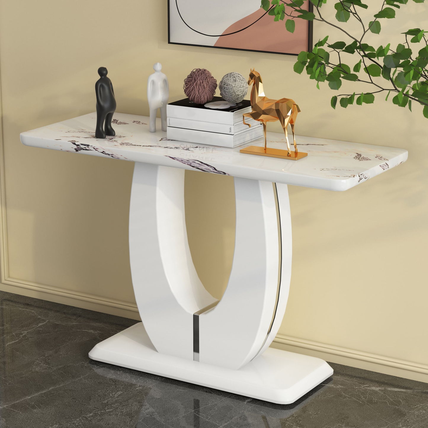 Modern Simple Glossy Rectangular Counter Bar Table - White