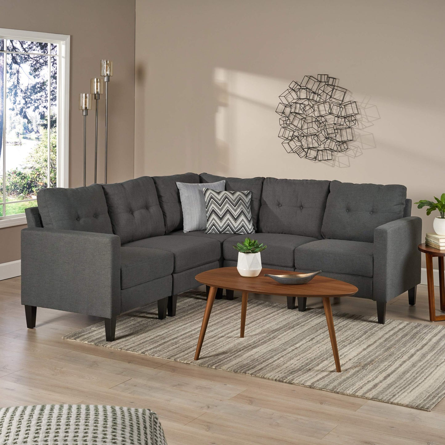 5 Piece Upholstered Sectional