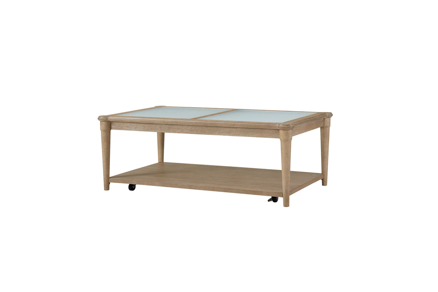 Frosted Glass Top Cocktail Table With Casters - Sand