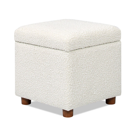 Upholstered Storage Ottoman - Ivory White