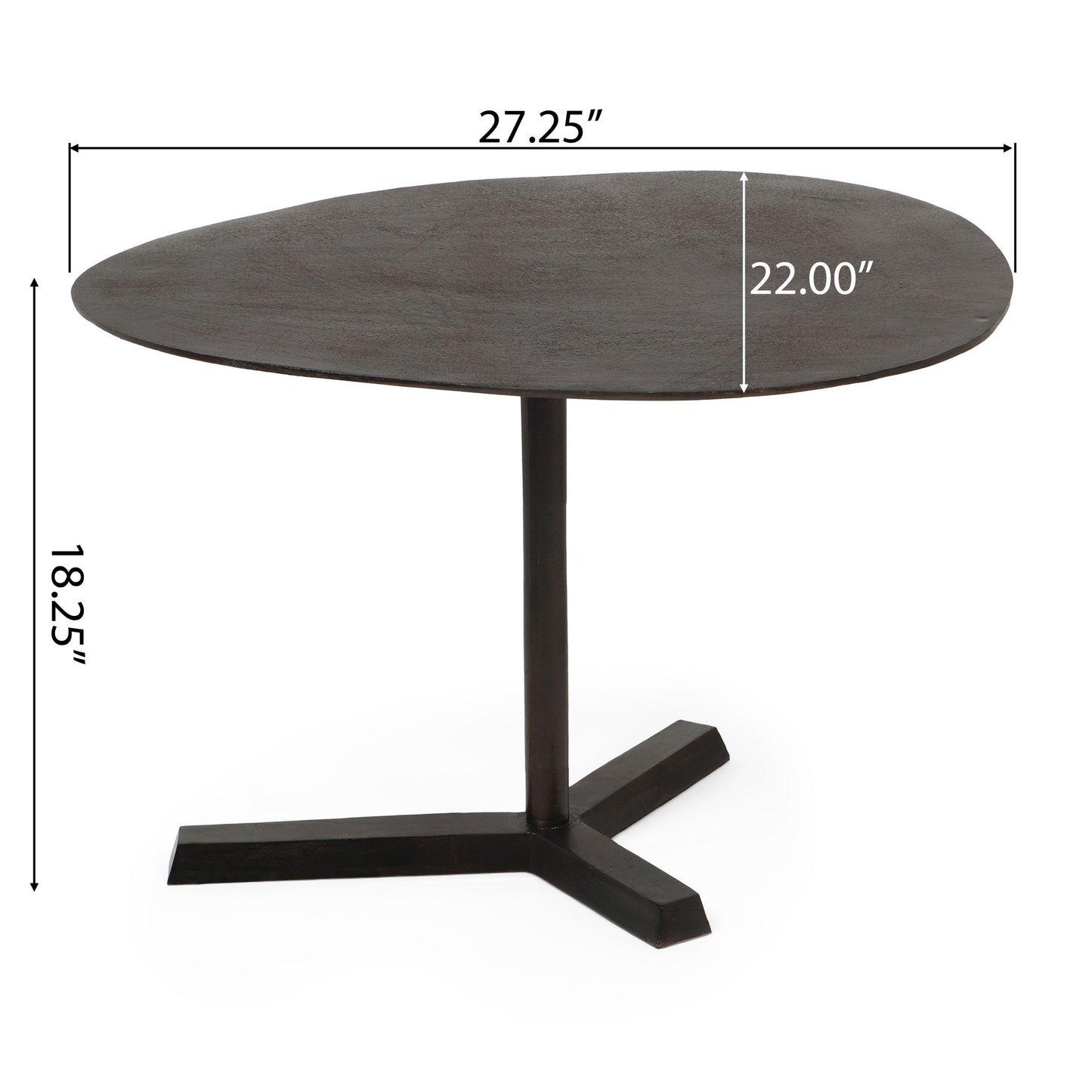 Industrial Style Elliptical Side Table With Aluminum Frame - Bronze