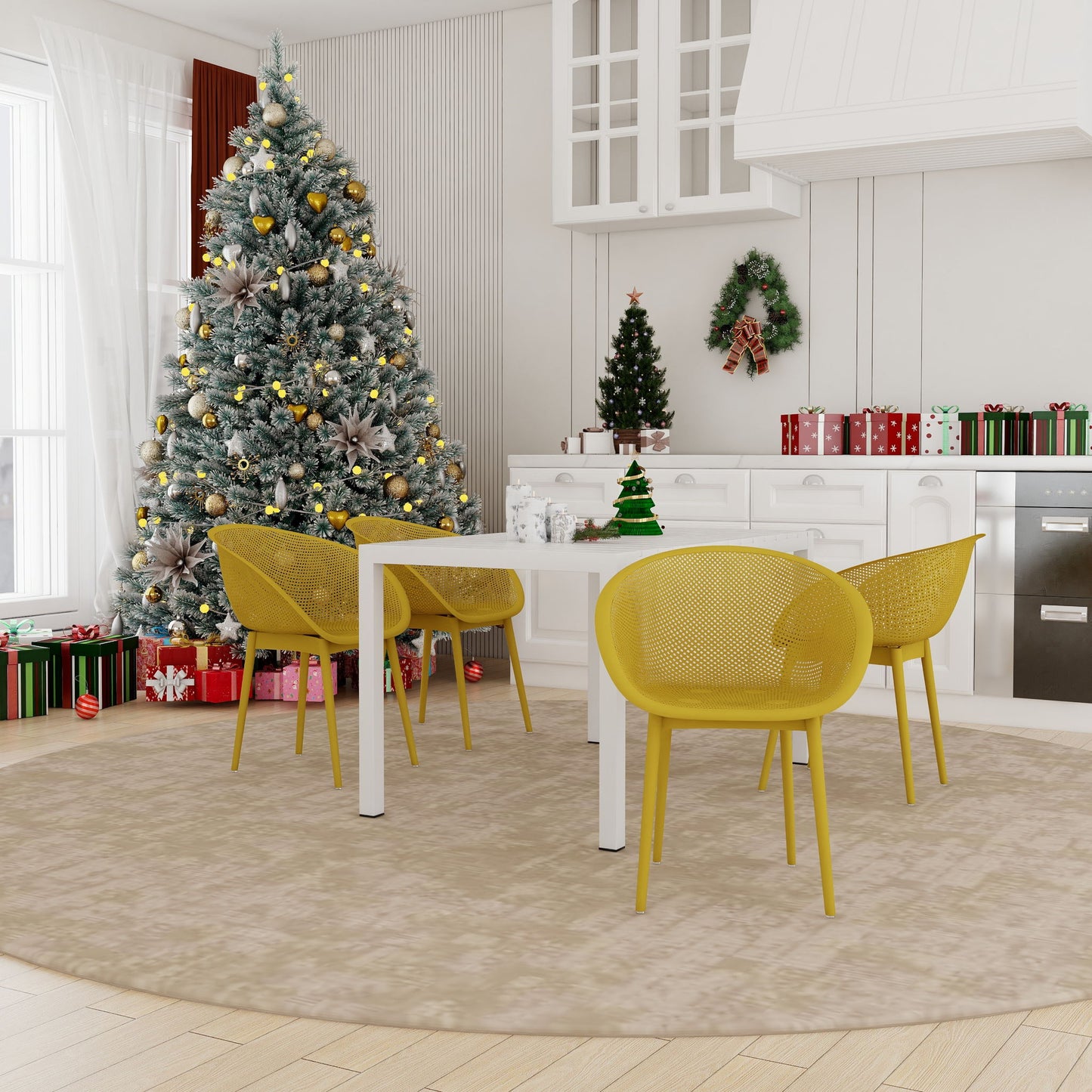 4 Pack Lounge Chair Set With Long Table