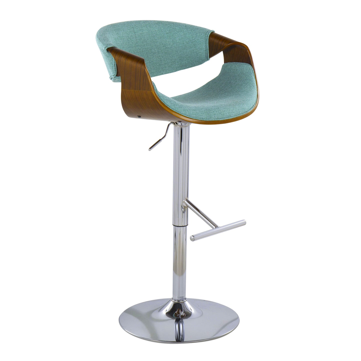 Curvo - Mid Century Modern Adjustable Barstool With Swivel With Straight T Footrest