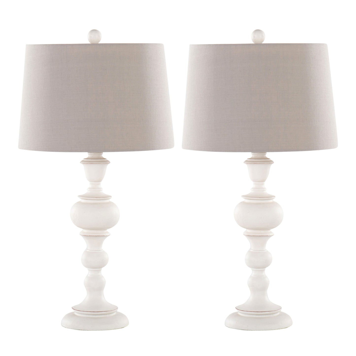 Morocco - Farmhouse Poly Table Lamp (Set of 2) - Distressed Off White / Soft Gray