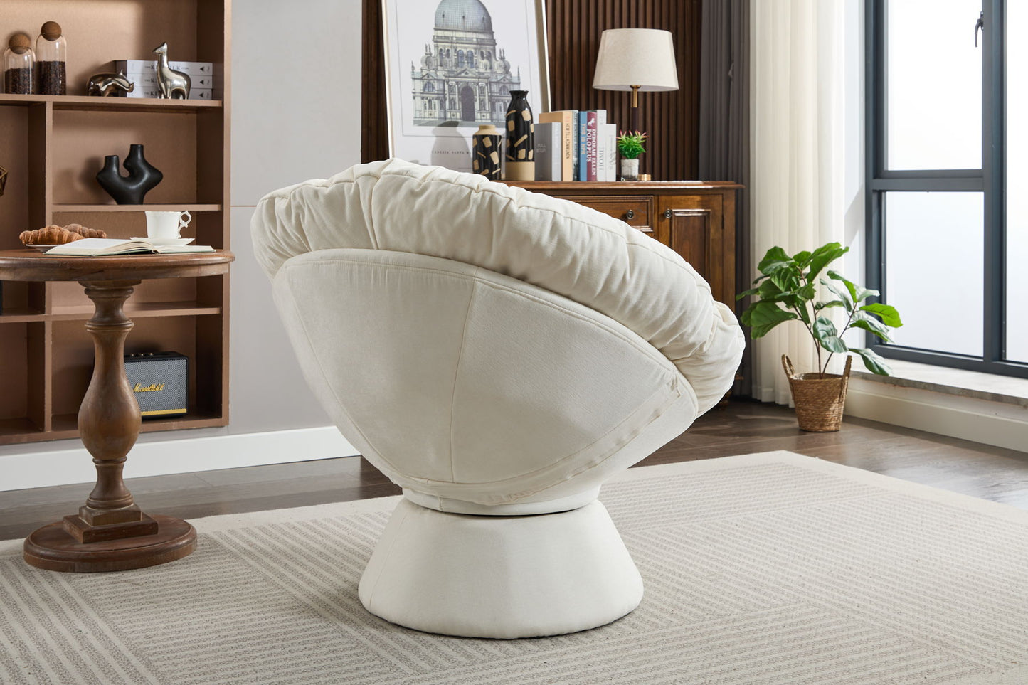 Oversized Swivel Accent Chair, 360 Swivel Barrel Chair, Papasan Chair For Living Room Bedroom