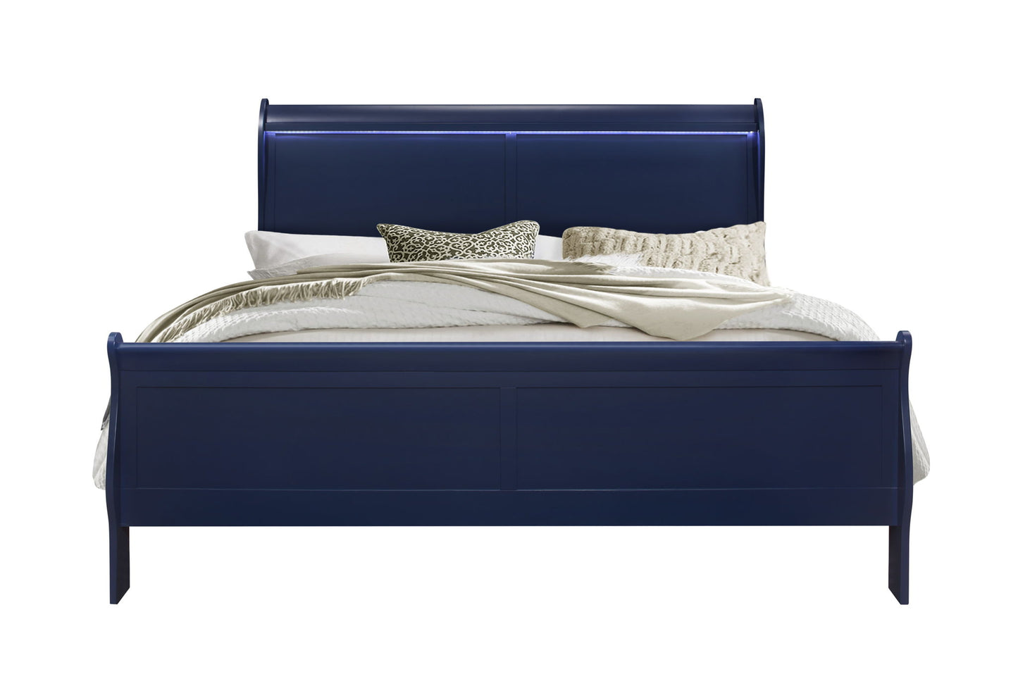 Charlie - King Bed With LED Headboard & Footboard - Blue