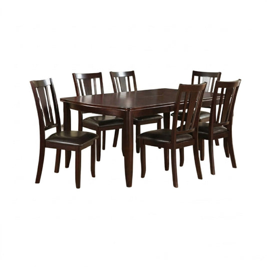 7 Piece Set, Dining Table With Butterfly Leaf And 6 Side Chairs - Espresso