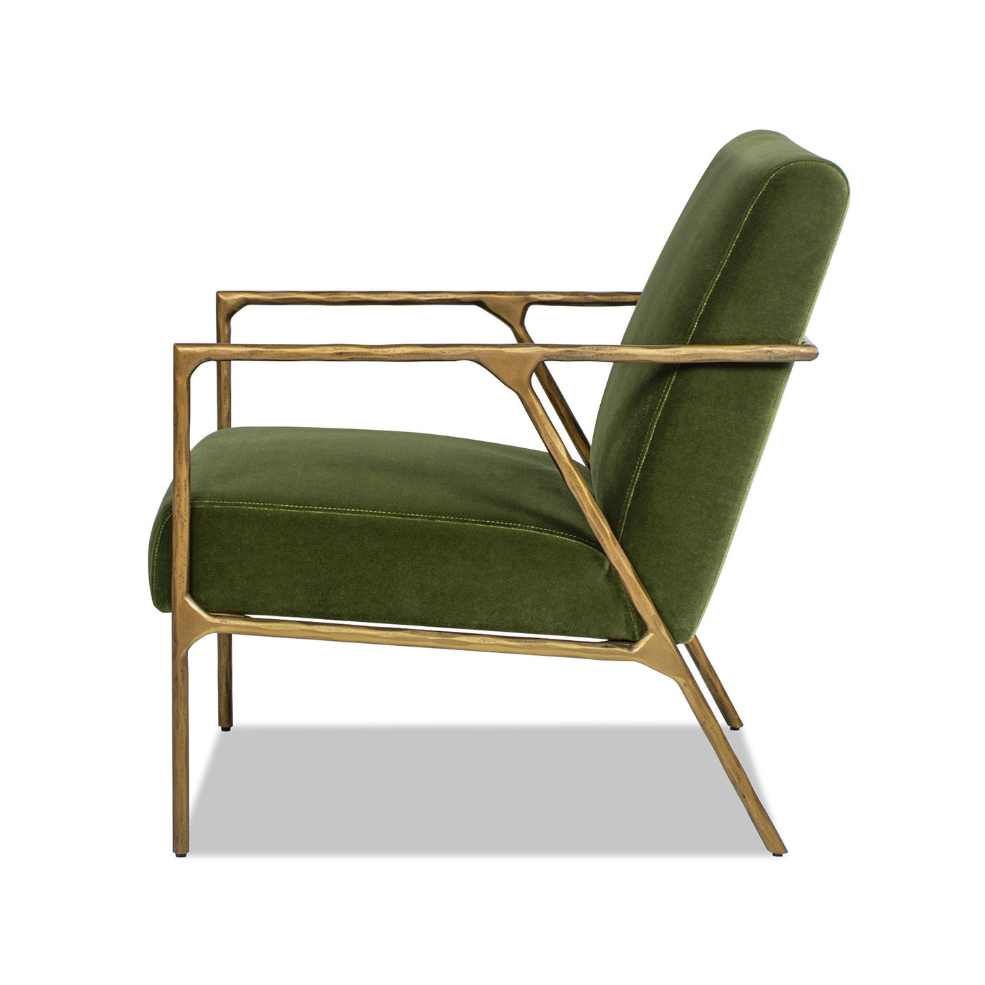 Aerin - Hammered Brass Upholstered Accent Arm Chair