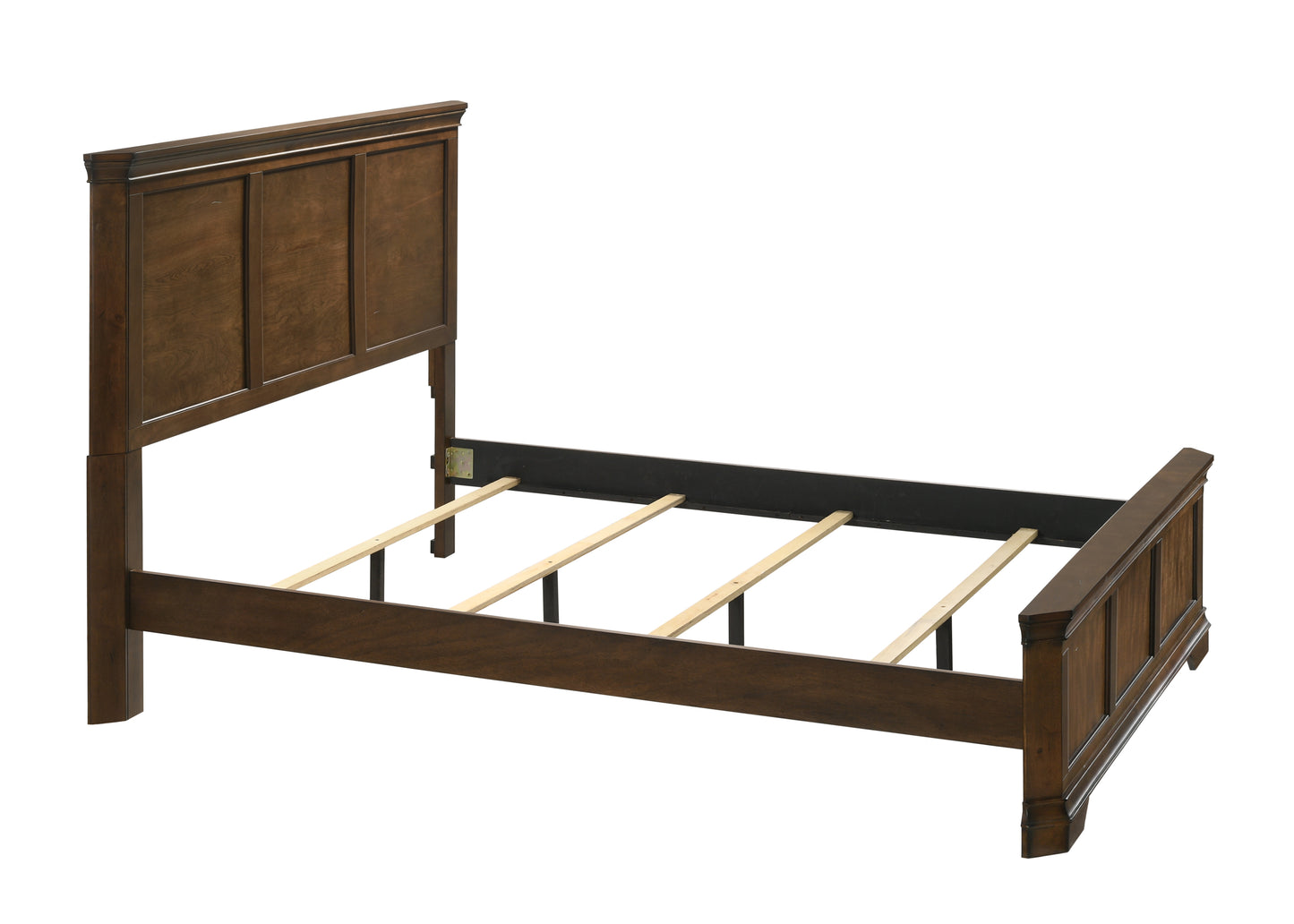 Maderne Traditional Wood Panel Bed with Dresser, Mirror, Two Nightstands, Queen size