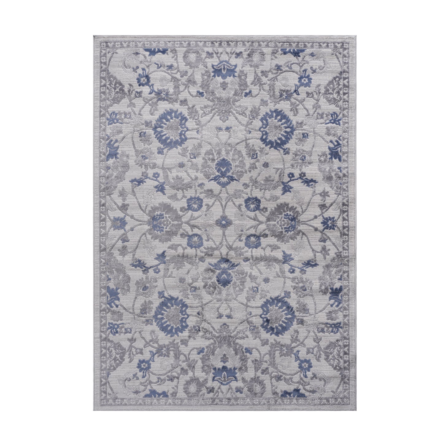 5' x 7' Oriental Non-Shedding Stylish And Stain Resistant Area Rug - Blue / Silver