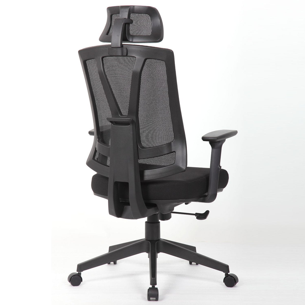 Office Chair With Adjustable Headrest & Back, High Back Swivel - Black