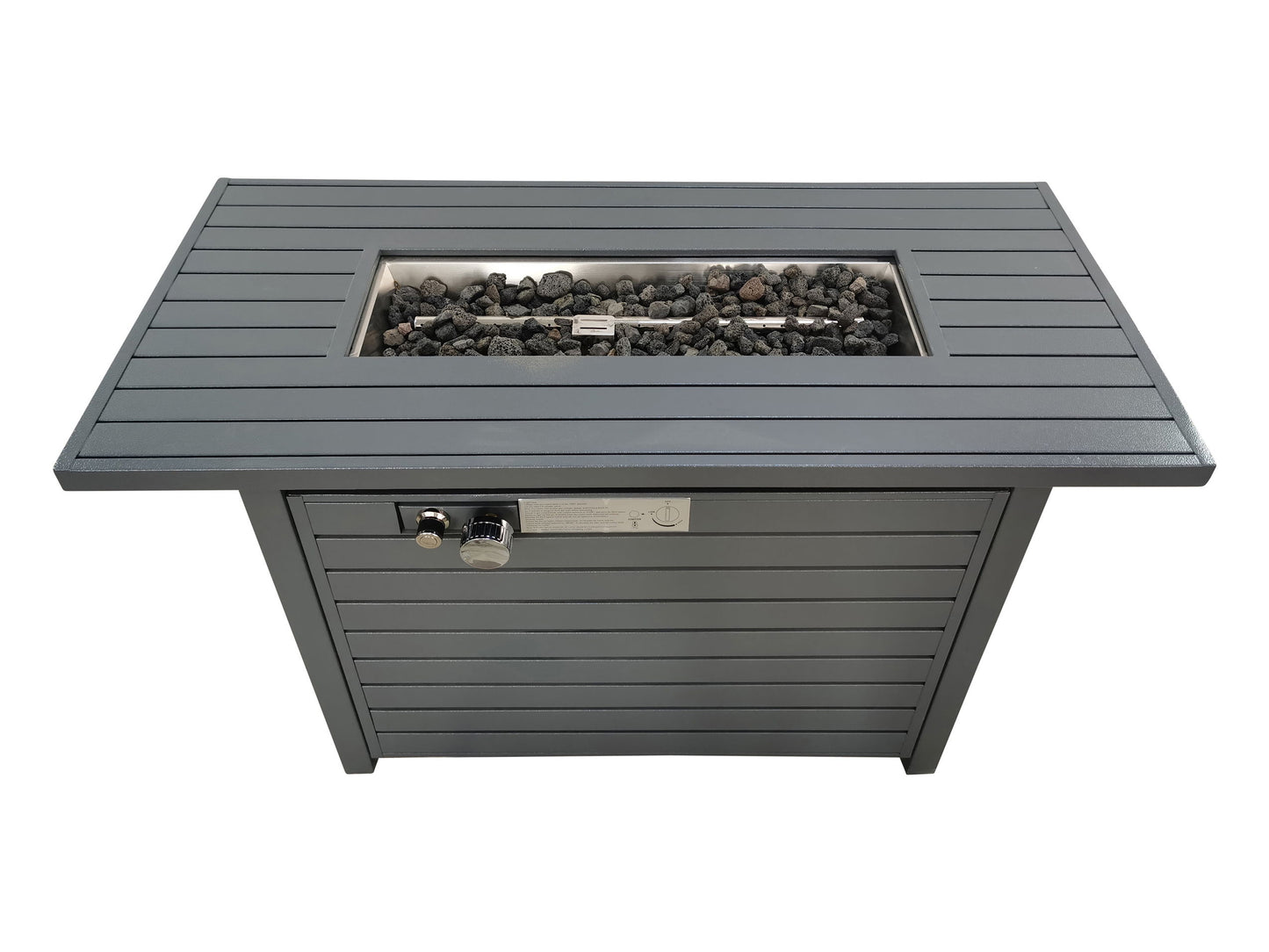 Outdoor Fire Pit Table With Lid, Durable Construction - Gray