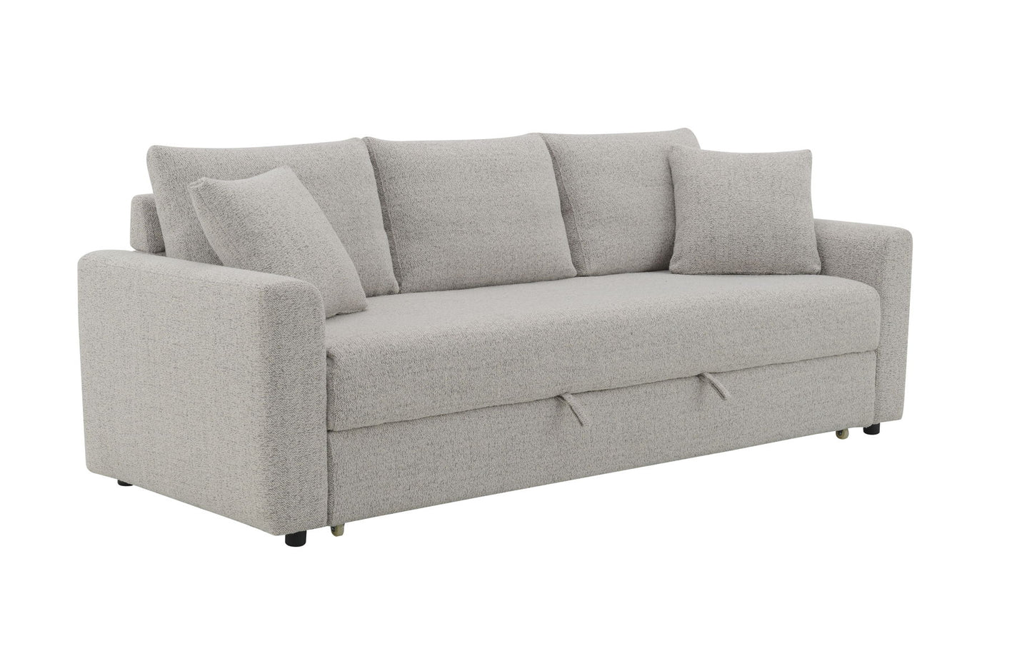 Connie - Boucle Sleeper Sectional Sofa With 2 Toss Pillows - Beige