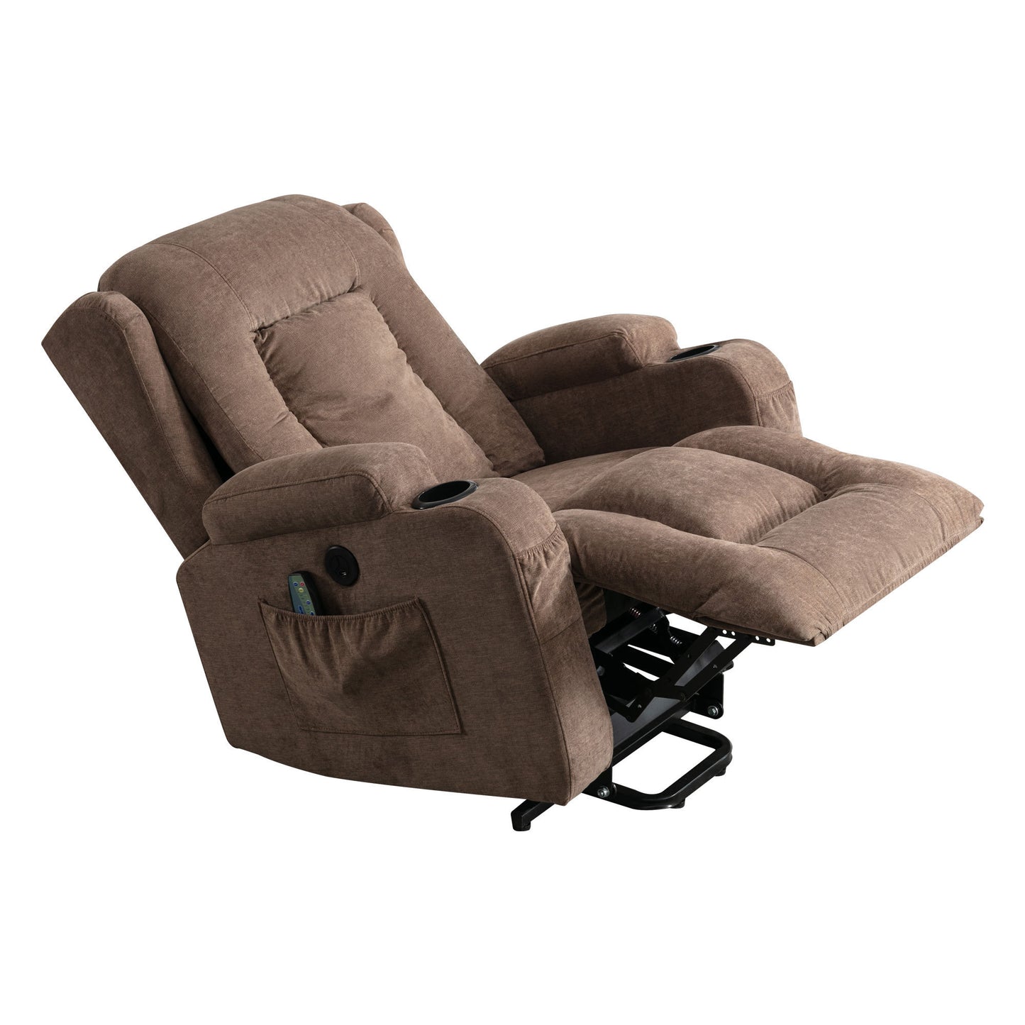 Power Lift Recliner Chair Recliners for Elderly with Heat and Massage Recliner Chair for Living Room with Infinite Position and Side Pocket,USB Charge Port(BROWN)