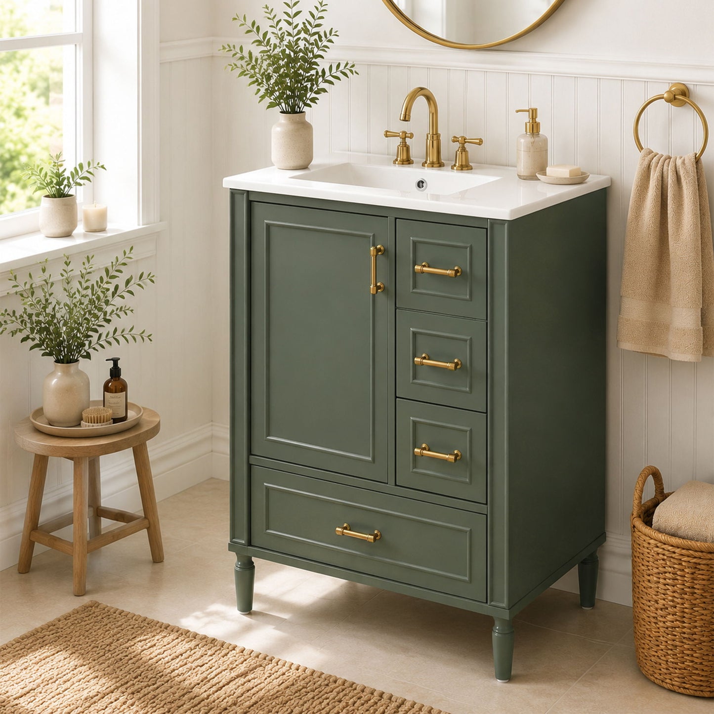 Modern Bathroom Vanity With Sink, Soft Close Doors, 3 Drawers