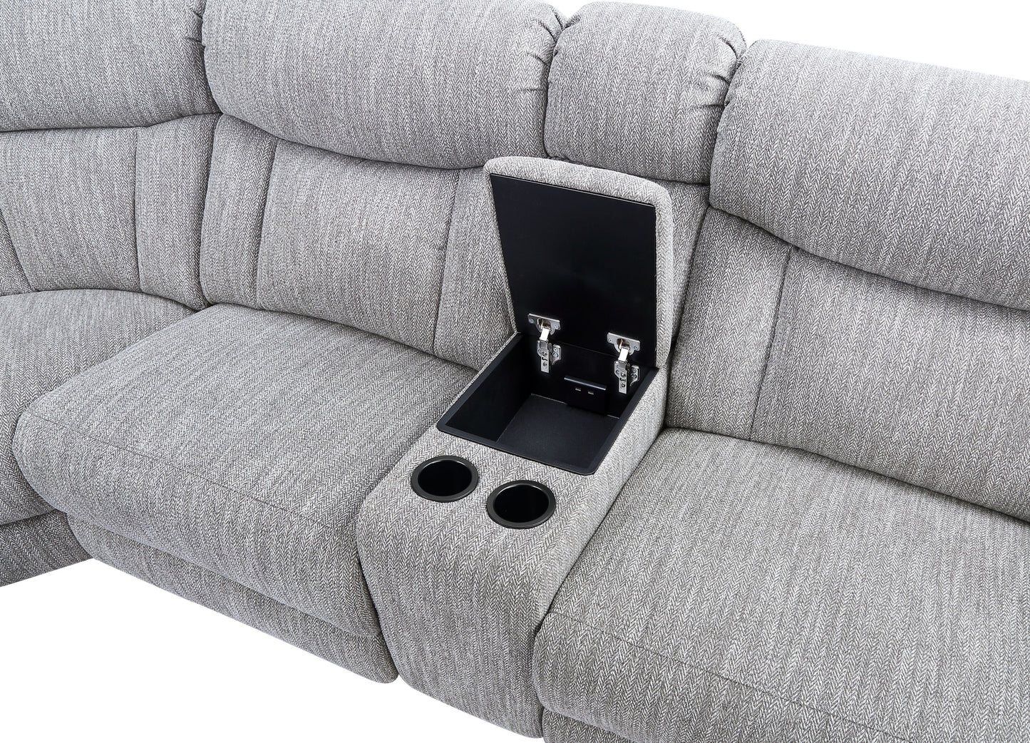 Steve Silver Park City - 5 Seat Power Reclining Sectional - Pearl Silver