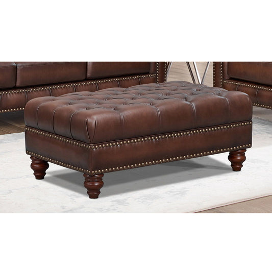 Alton Bay - Leather Ottoman - Brown