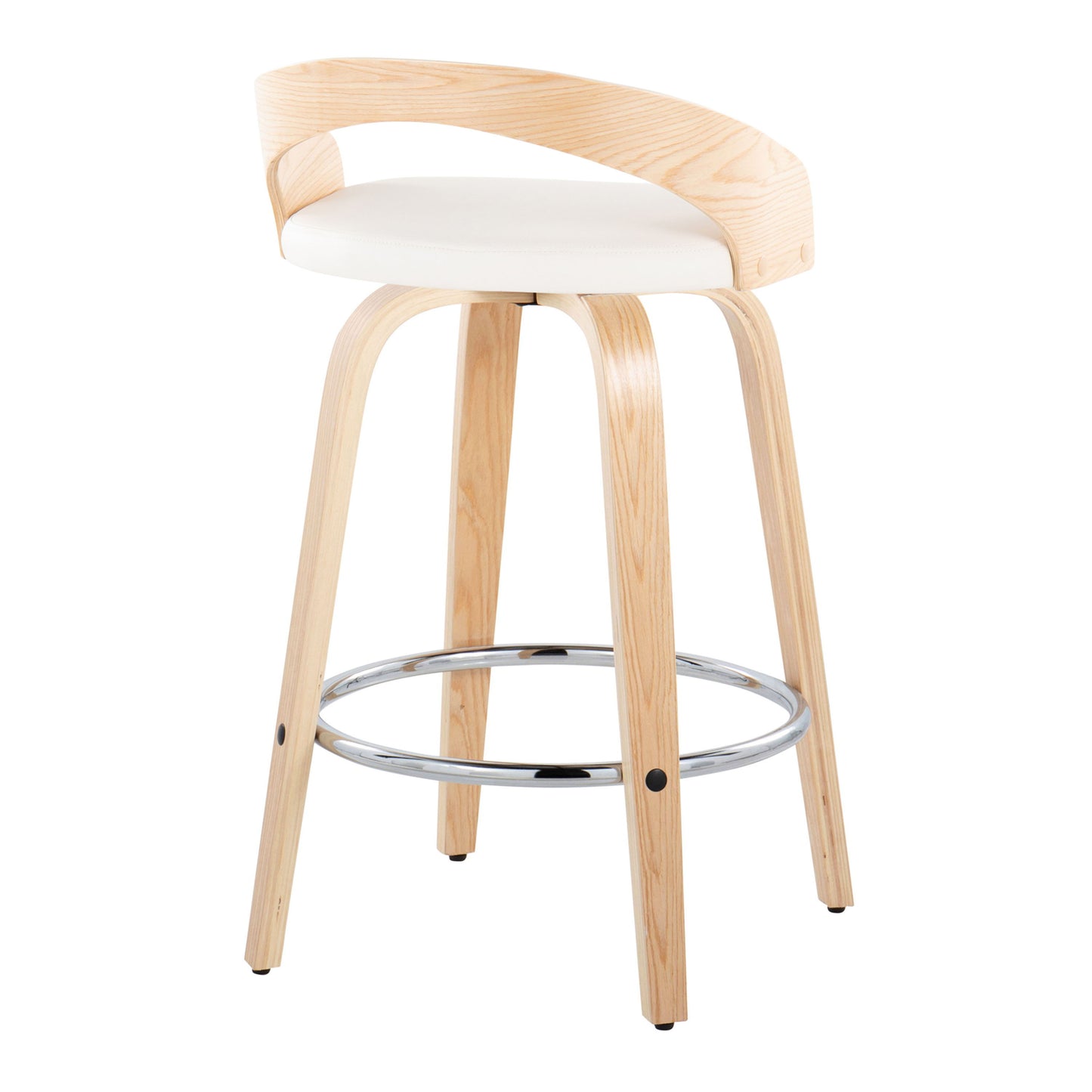 Grotto - Contemporary Fixed Height Counter Stool With Swivel With Round Footrest (Set of 2)