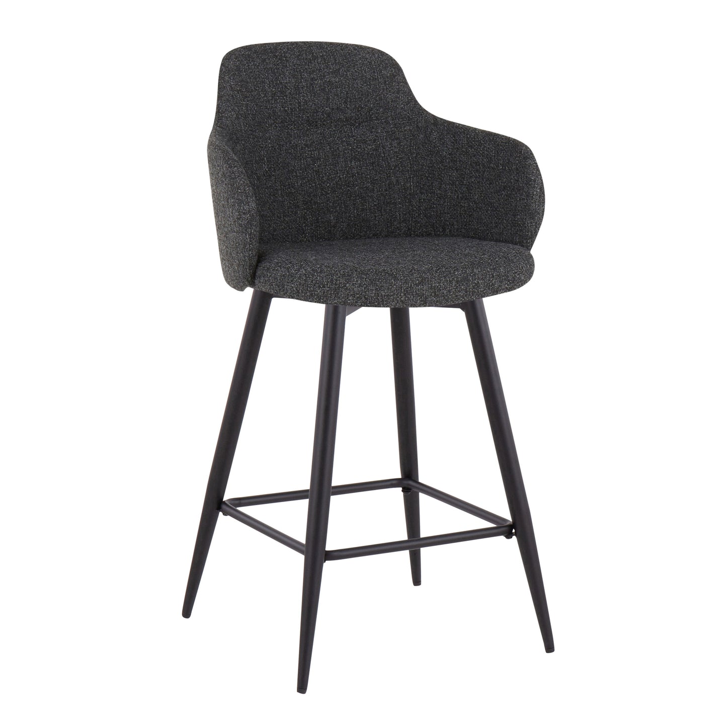 Boyne - Industrial Fixed Height Counter Stool With Square Footrest (Set of 2) - Black / Dark Gray