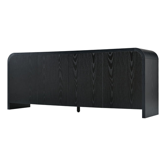Curved Edge TV Stand With Large Cabinets